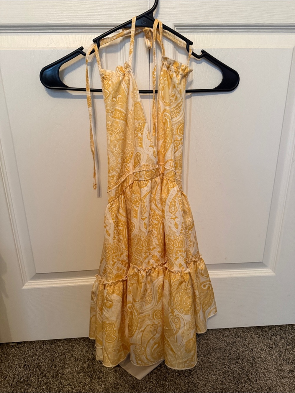 Shein Yellow Paisley Tiered Sundress